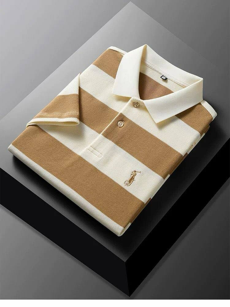 Polo rayé en coton homme