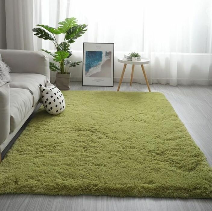 Tapis doux vert salon