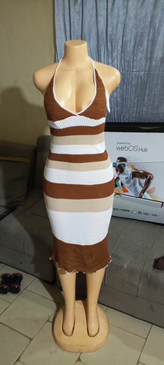 Robe dos nu rayée femme