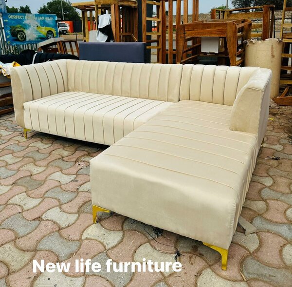 L shape beige sofa