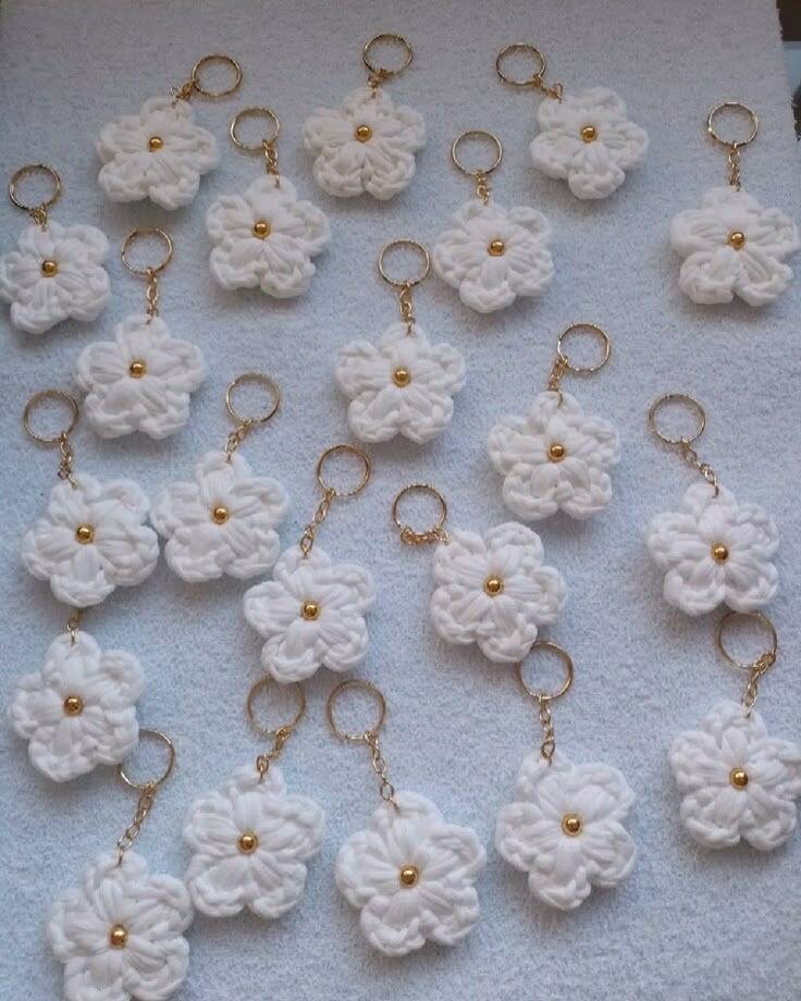 Porte-clés fleurs crochet