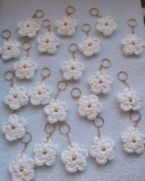 Porte-clés fleurs crochet