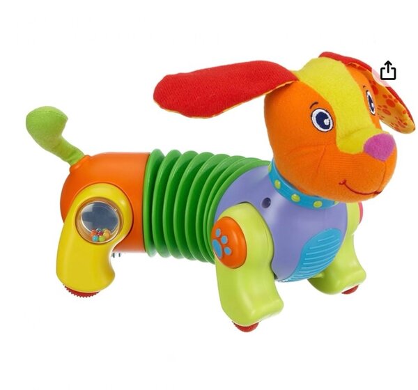 Kids crawl puppy