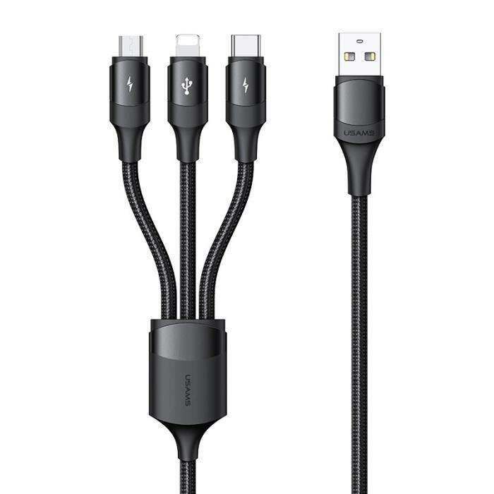 Cable 3 en 1: bout IPhone,  Type-A , Type-C [120W]