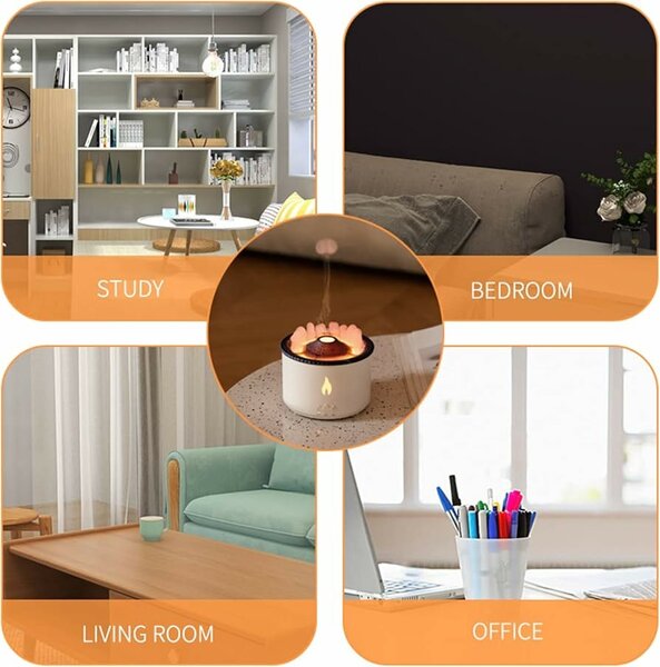 Volcano Humidifier Flame Aroma Diffuser