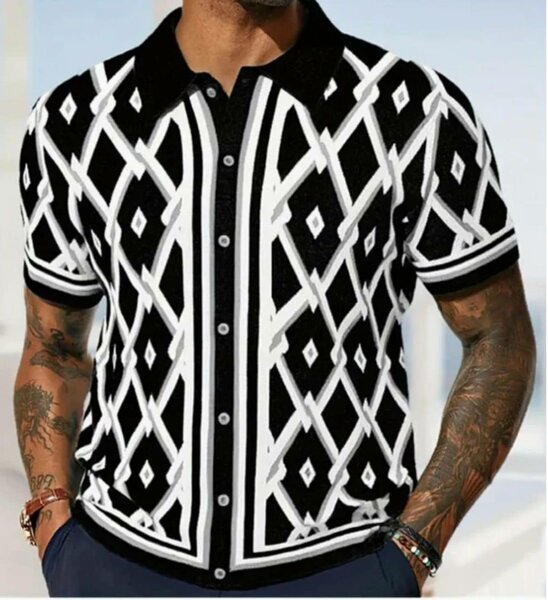 Chemise Polo à Motifs Hommes