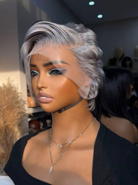 Perruque Lace Front Grise