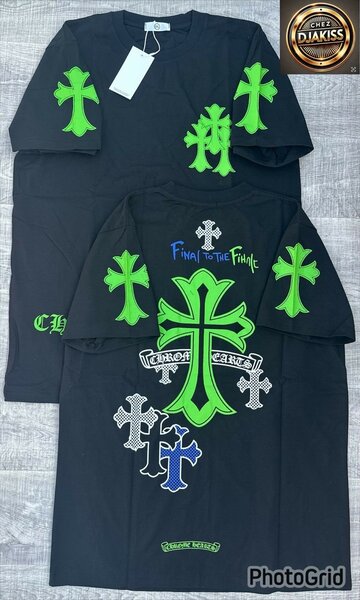 T-shirt noir croix verte