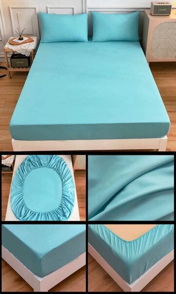 Drap Housse bleu en Coton 3P