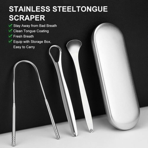 Metallic tongue scraper
