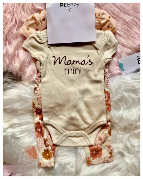 3-piece baby girl onesie set