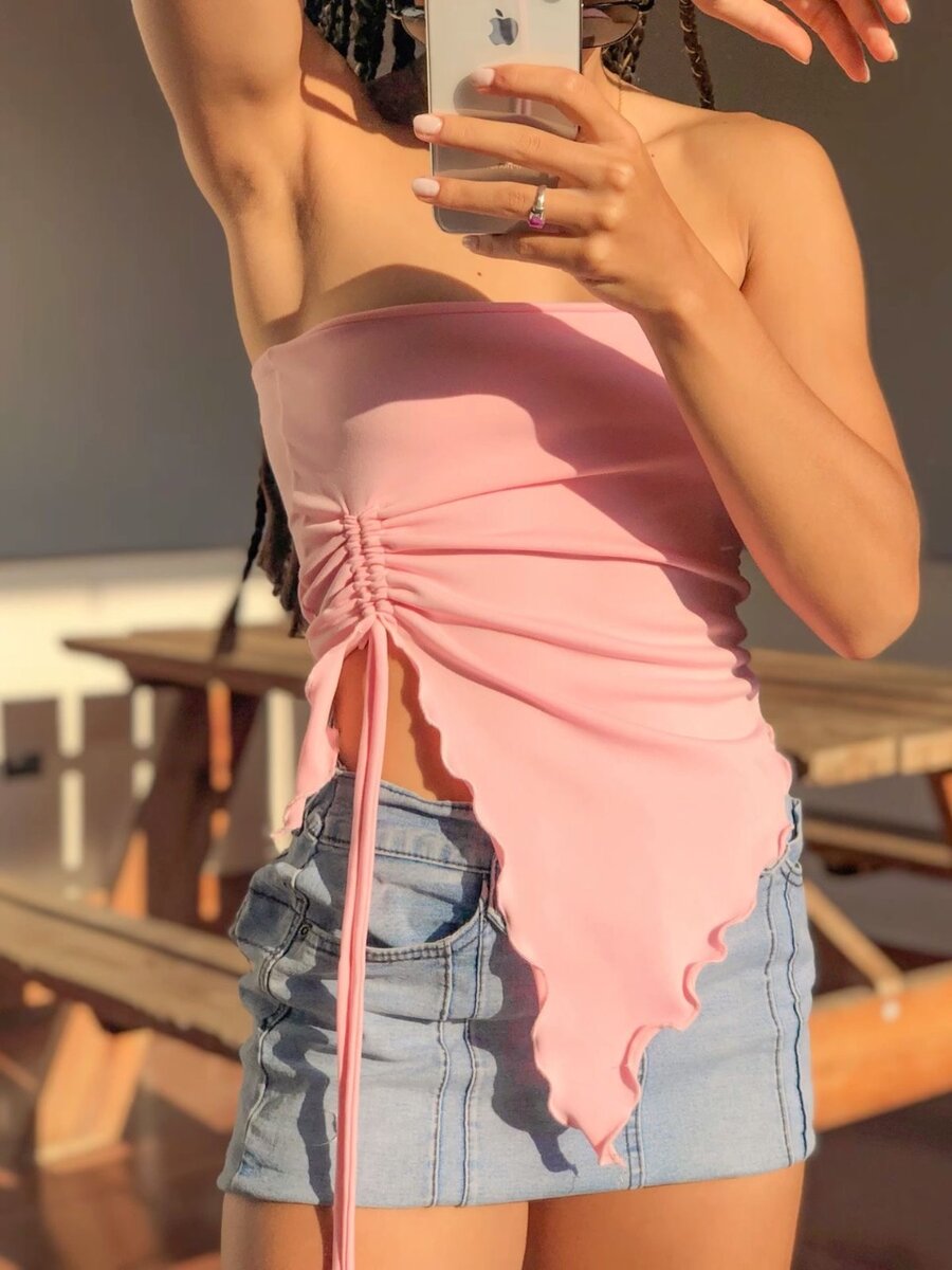 Top bustier rose élégant
