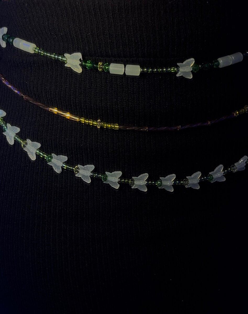 Collier Perles Papillons Chics
