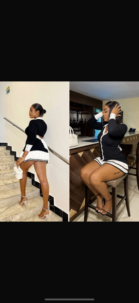 Black/white mini dress