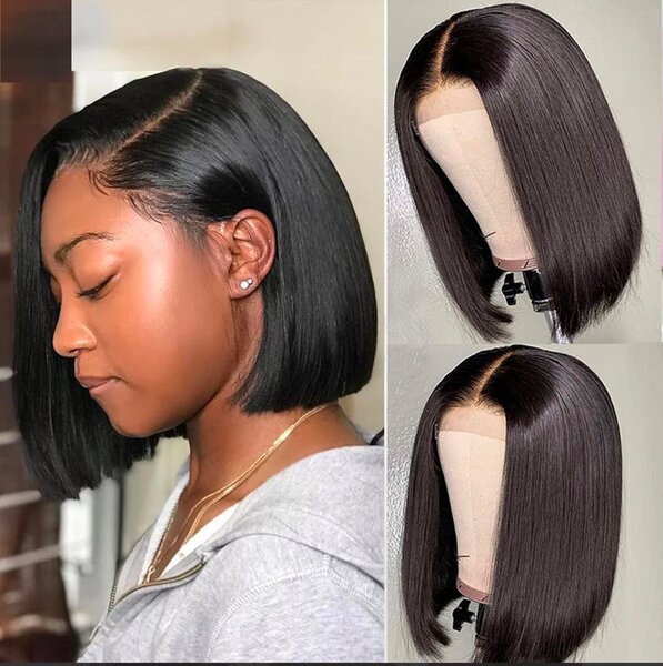 4X4 Straight Short Bob Wig With Baby Hair Straight Bob HD La