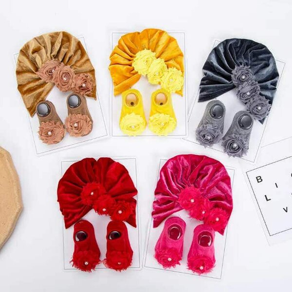 Ensemble Bébé Turbans et Chaussons