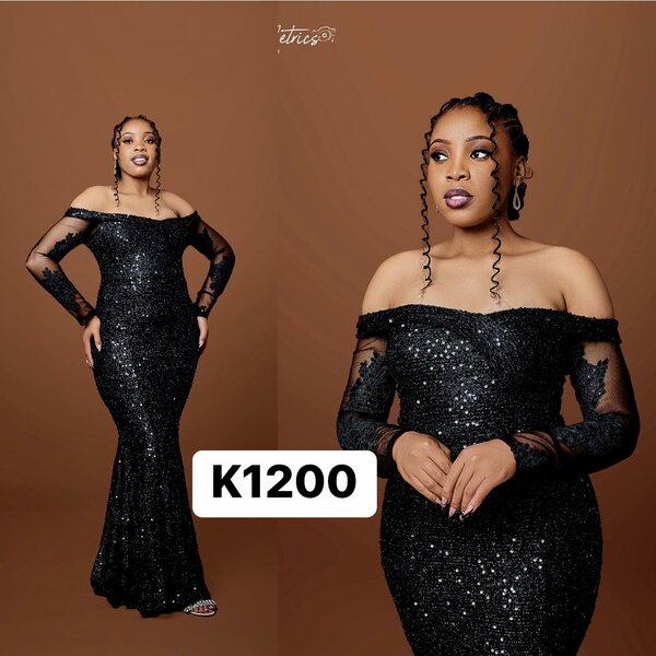 Black evening dress with sequins