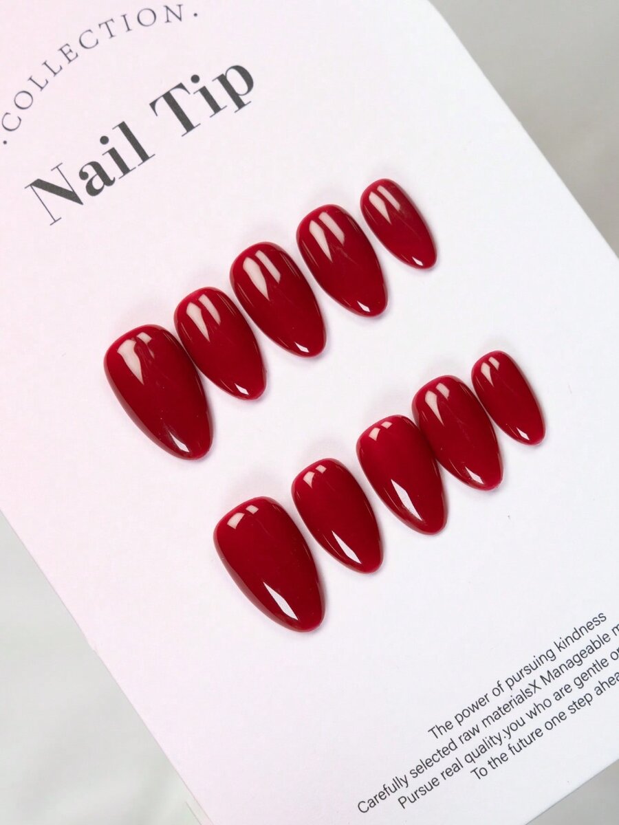 Ongles Press-On Rouge Élégant