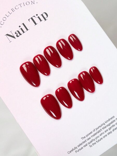 Ongles Press-On Rouge Élégant