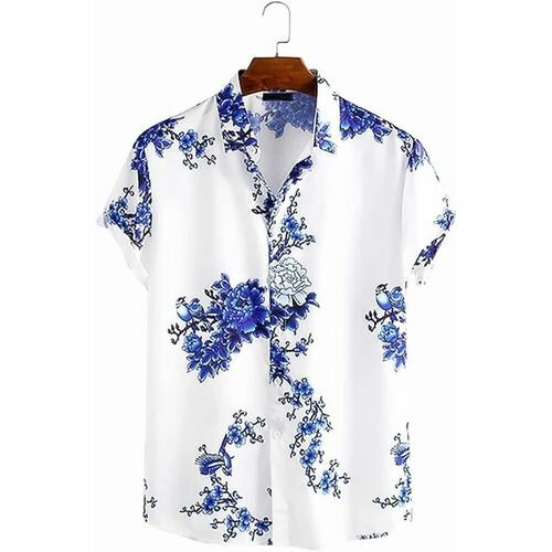 Berrykey Mens Vintage Hawaii Beach Shirt Casual Graffiti Ink