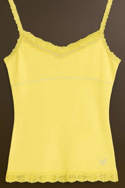 Camisole en dentelle jaune femme
