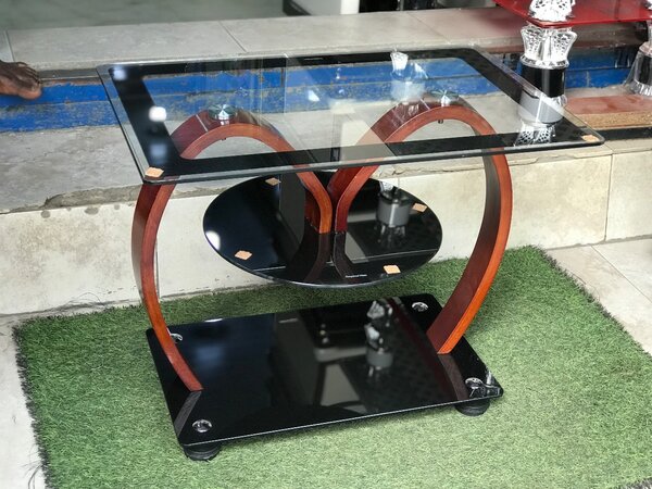 Glass Center table with wooden legs