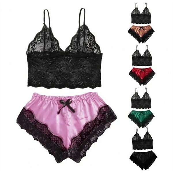 Ensemble lingerie dentelle satin