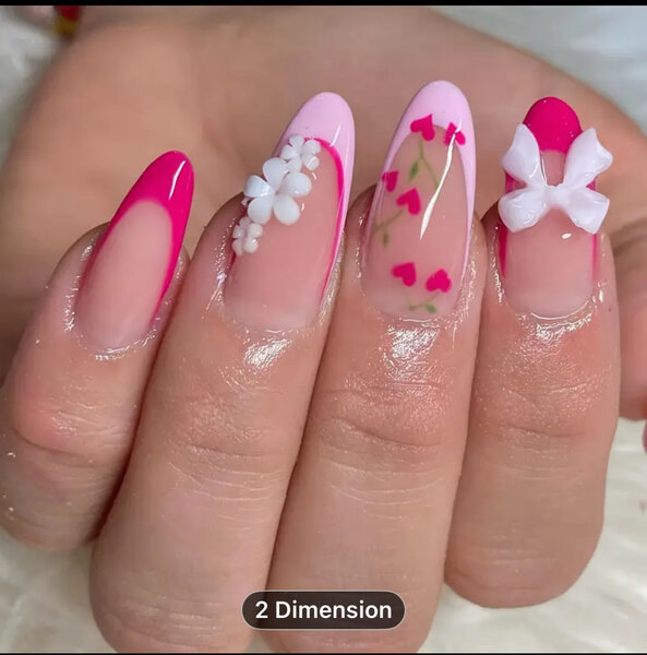 10 Ongles Pressés Floral Rose