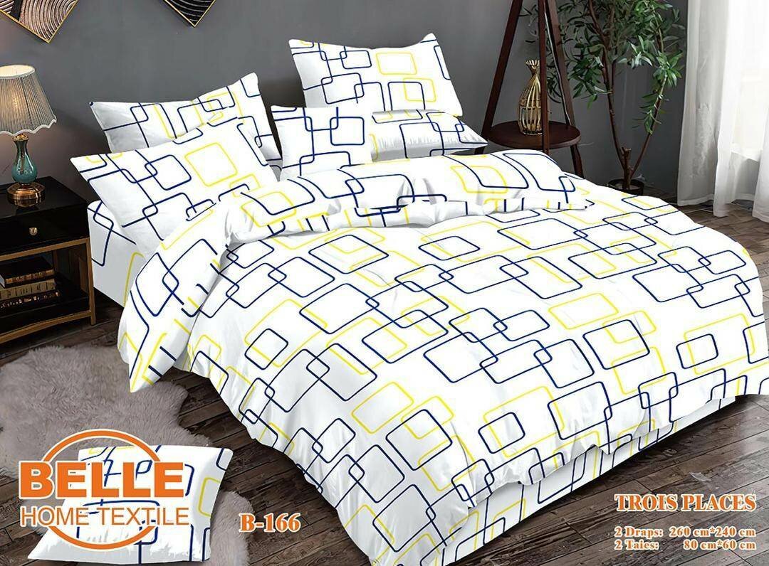 Deux draps de 3 places et deux taies d'oreillers