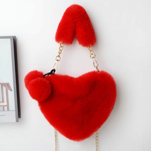 Fluffy Heart-shaped Bag