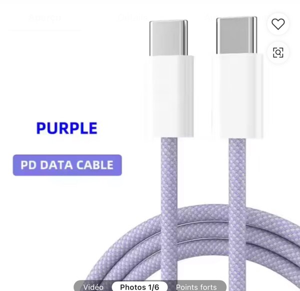 Câble USB-C Violet Rapide