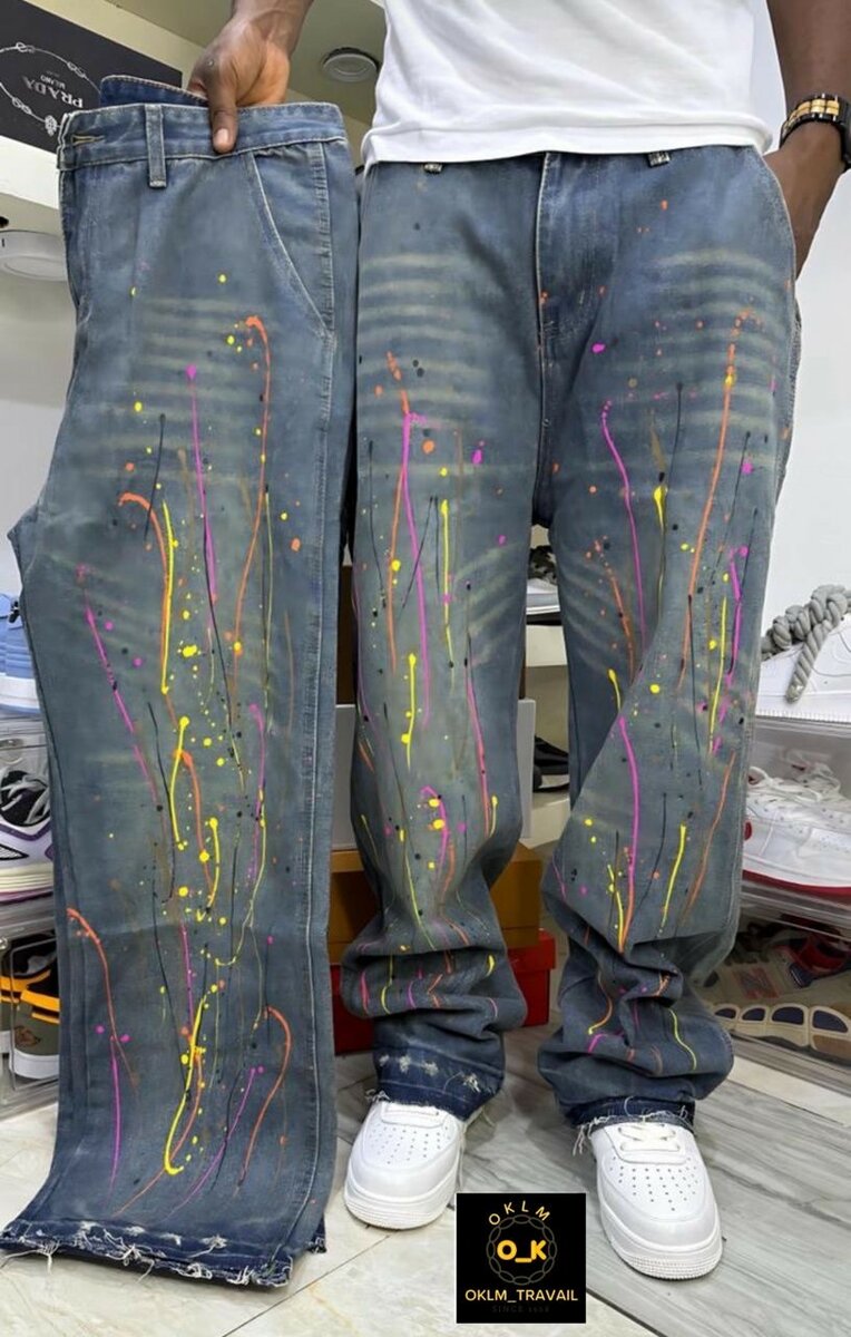 Jeans décontractés peints à la main