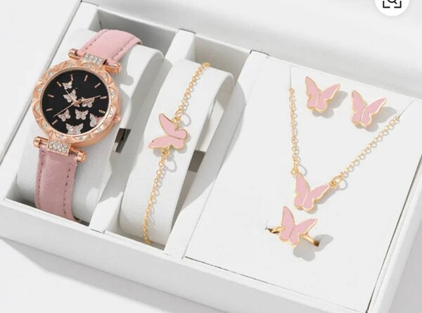 Coffret Montre Papillon Rose