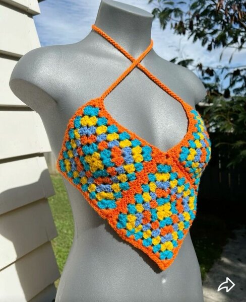 Top crochet bohème coloré