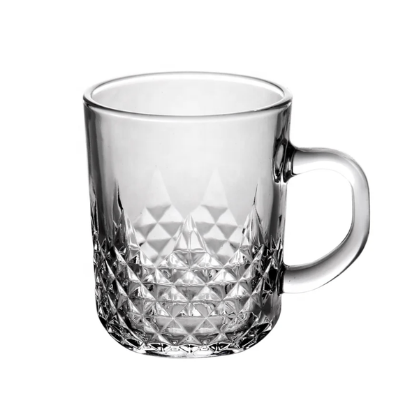 06 Tasses en verre cristallisé