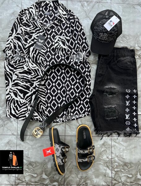 Ensemble tendance homme noir et blanc