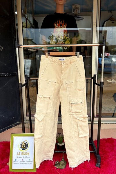 Pantalon cargo beige homme