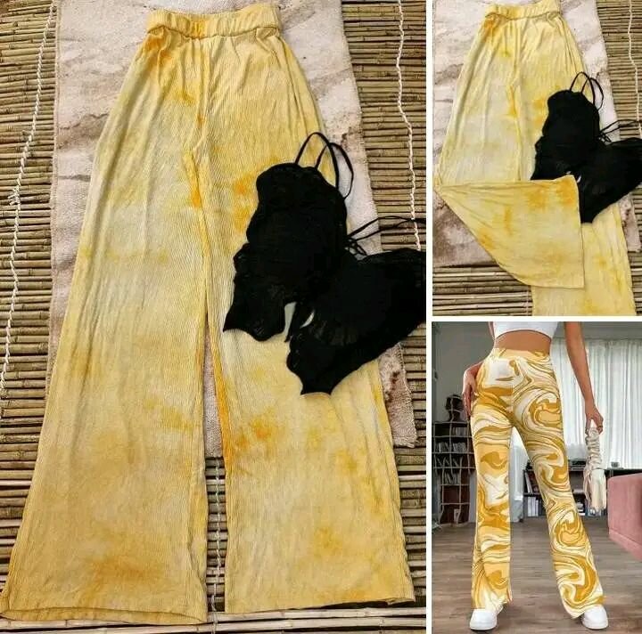 Pantalon évasé jaune marbré