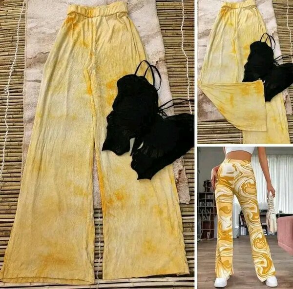 Pantalon évasé jaune marbré