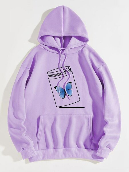 Sweat à capuche papillon violet