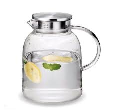 Carafe en verre avec couvercle en acier inoxydable