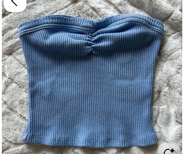Top bandeau bleu côtelé
