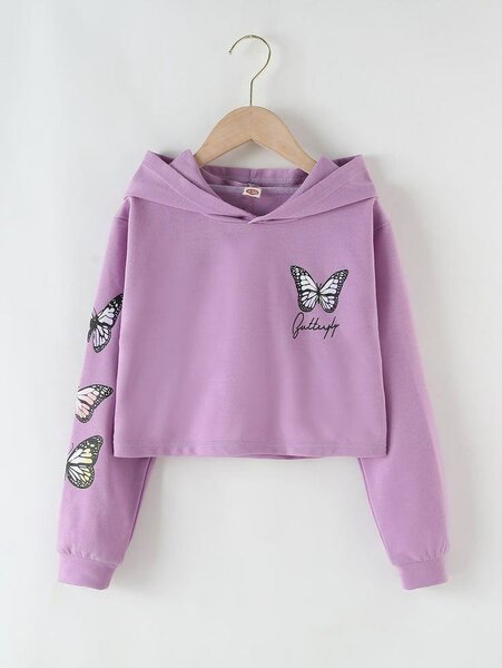 Sweat à capuche papillon violet