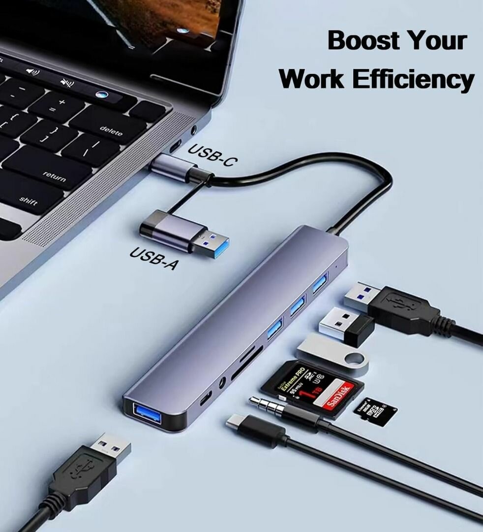 Hub USB C 8-en-1 Multifonction