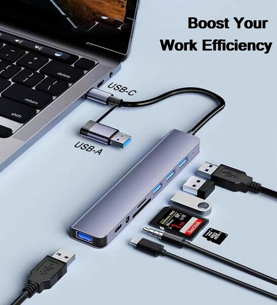 Hub USB C 8-en-1 Multifonction