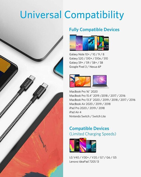 Anker Nylon Braided USB C-C 100w Cable