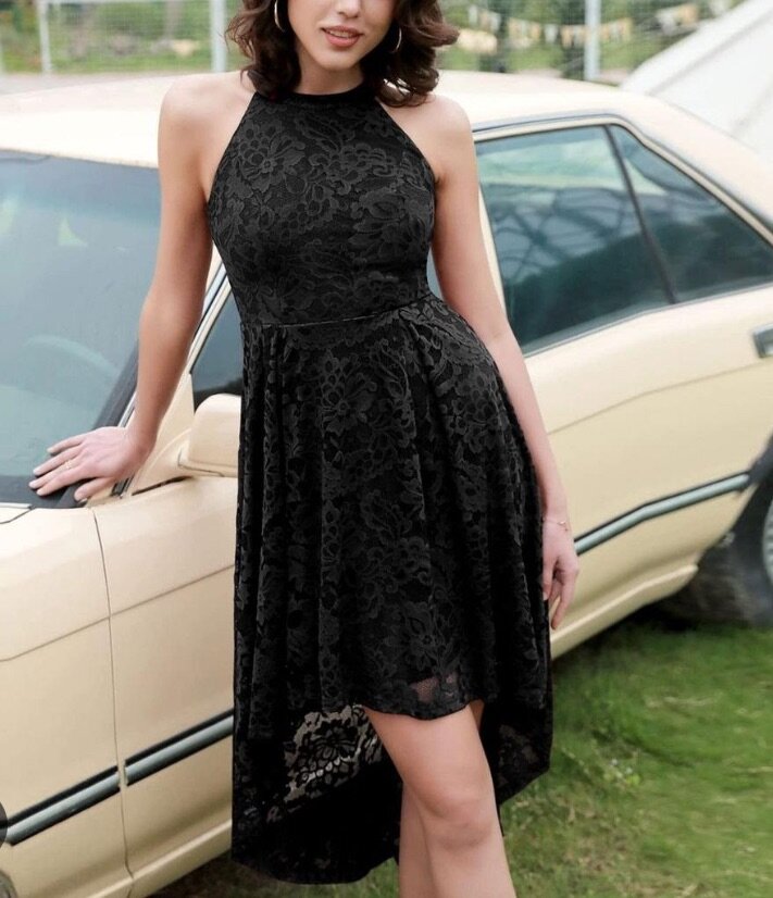 Robe de soirée cocktail en dentelle florale