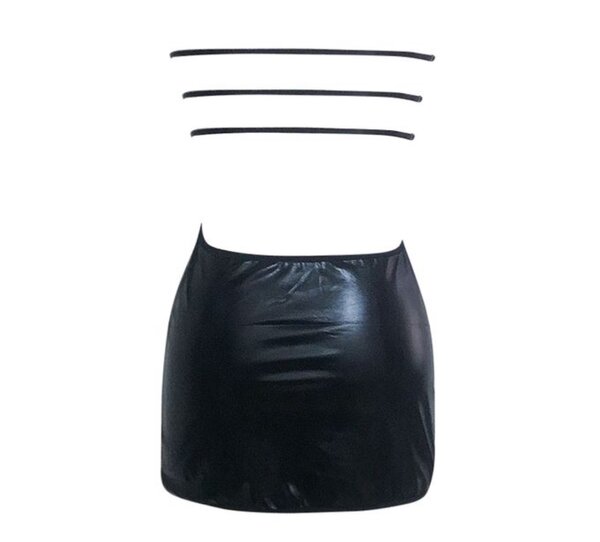 (Black)Lingerie Latex Mini Dress Underwear Women Sleepwear