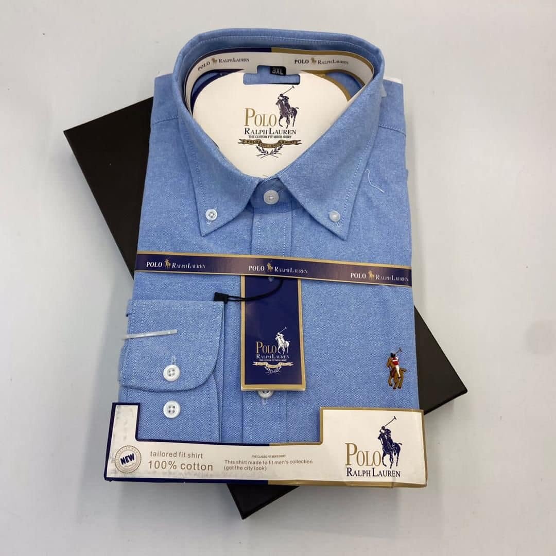 blue polo shirt