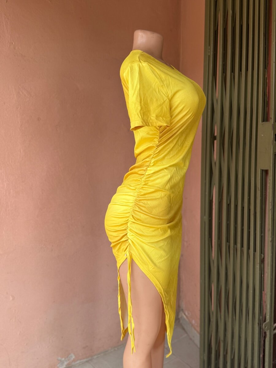 Yellow side split dress